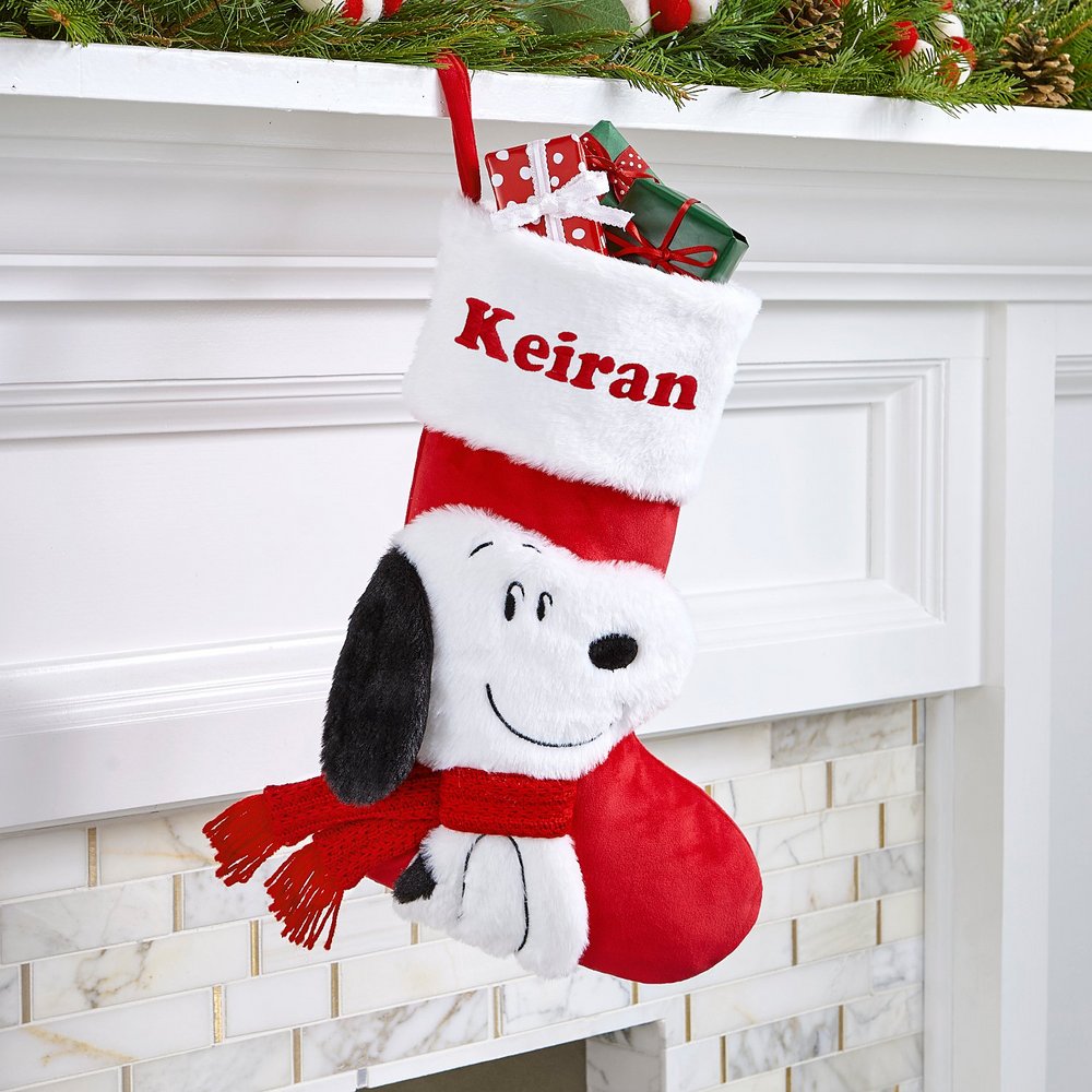 PEANUTS® Snoopy™ Personalized Christmas Stocking | Custom Holiday Stocking | Snoopy Christmas Mantel Decor