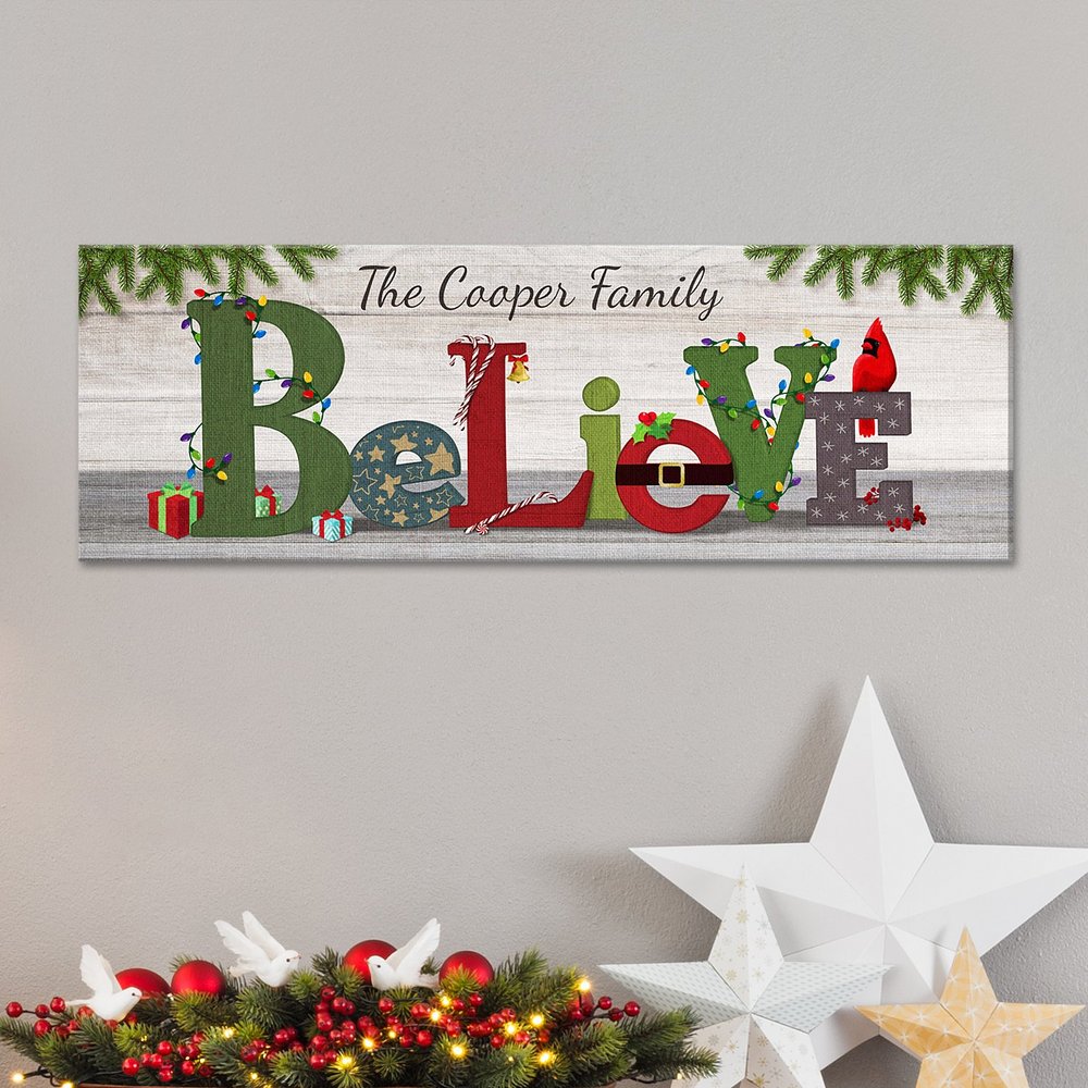 TwinkleBright® LED Believe Christmas Canvas | Personalized Lighted Holiday Wall Art | Illuminated Christmas Home Decor