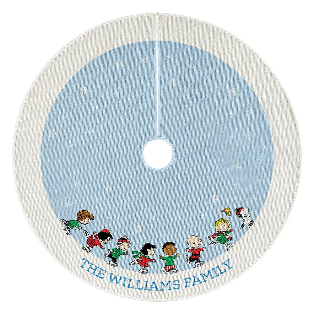 PEANUTS® Gang Winter Ice Skate Christmas Tree Skirt | Personalized Holiday Tree Skirt | Snoopy™ & Friends Christmas Decor