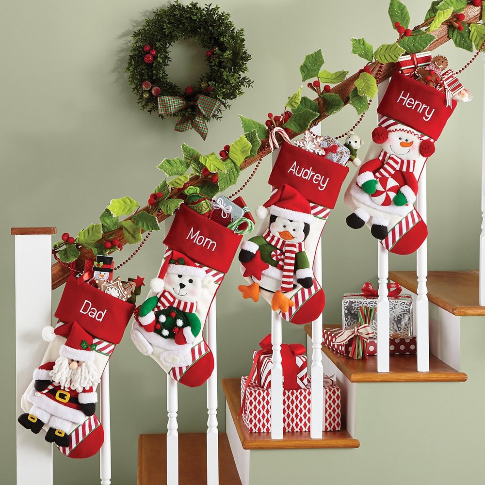 Candy Cane Family Christmas Stocking | Personalized Holiday Stocking | Custom Embroidered Christmas Mantel Decor