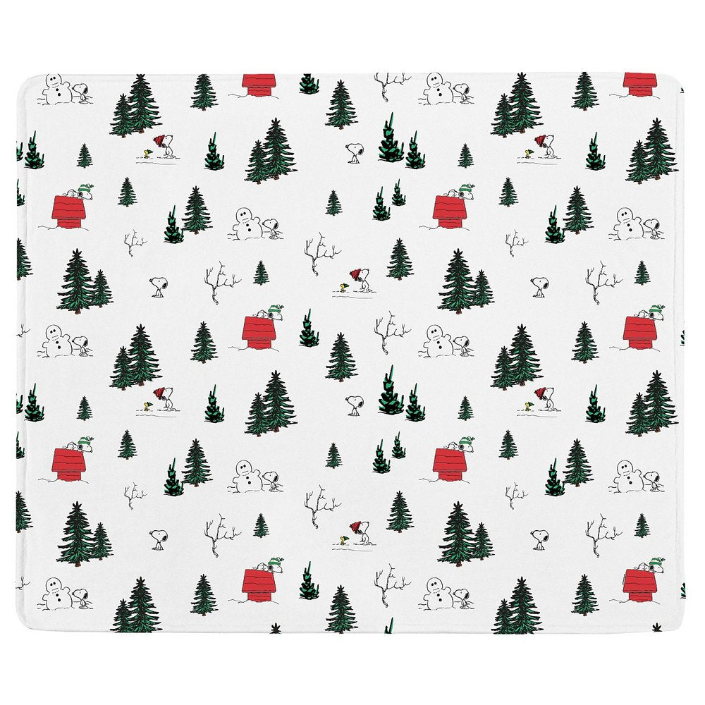 PEANUTS® Winter Snoopy™ All Over Pattern Plush Blanket | Personalized Snoopy Christmas Throw | Cozy Holiday Blanket